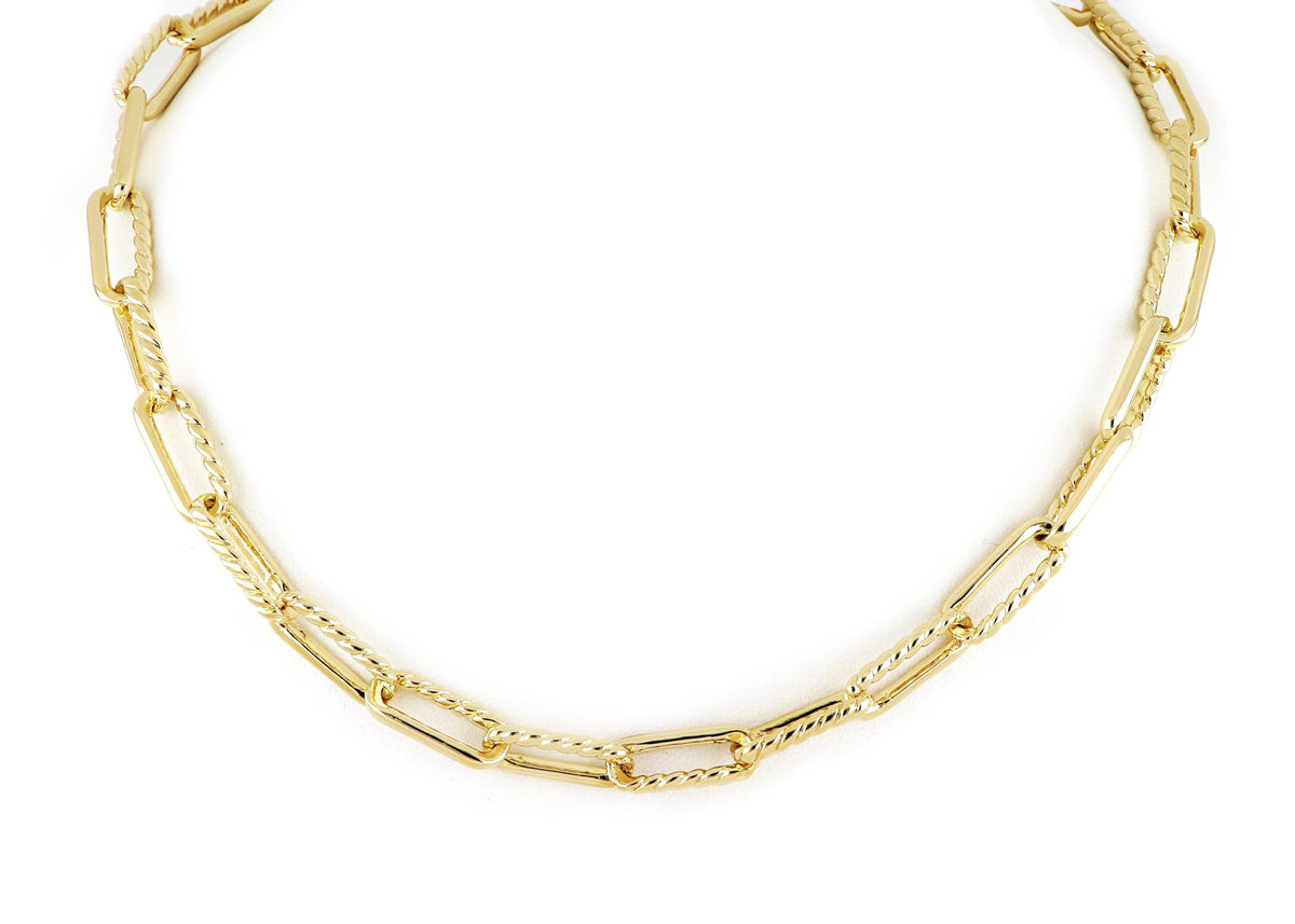 John Medeiros Diamante JM Large Link Necklace - Gold. 18.5" L.