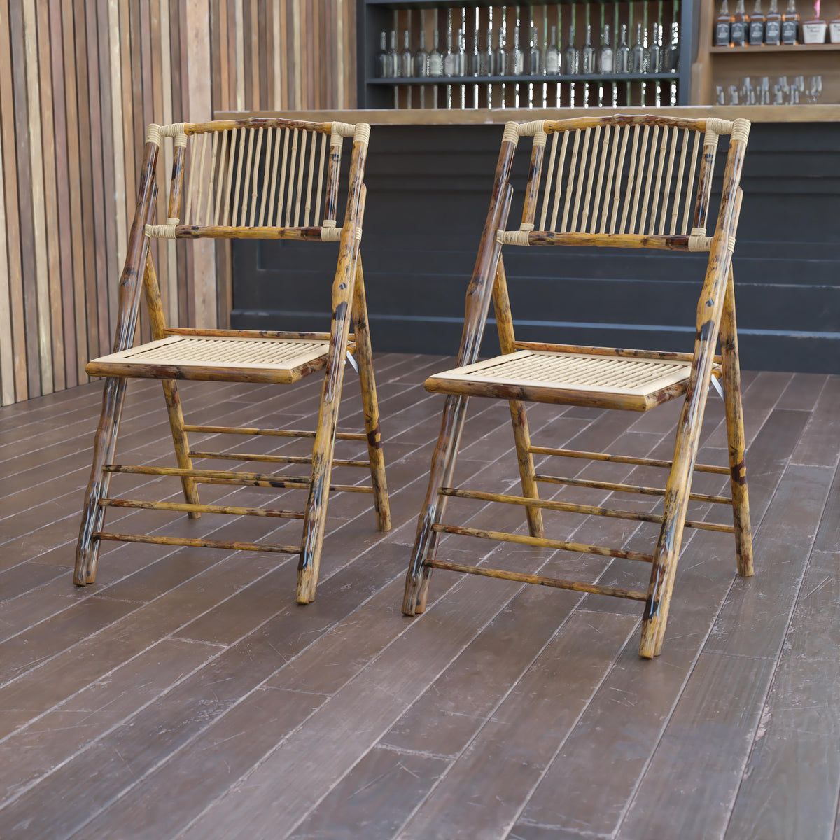 Flash Furniture 2Pack Bamboo Wood Folding Chair
