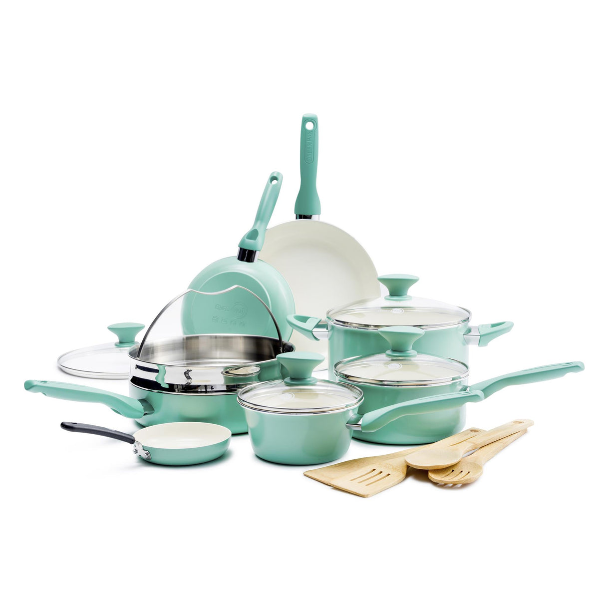 GreenPan Rio 16pc Ceramic Nonstick Cookware Set Turquoise