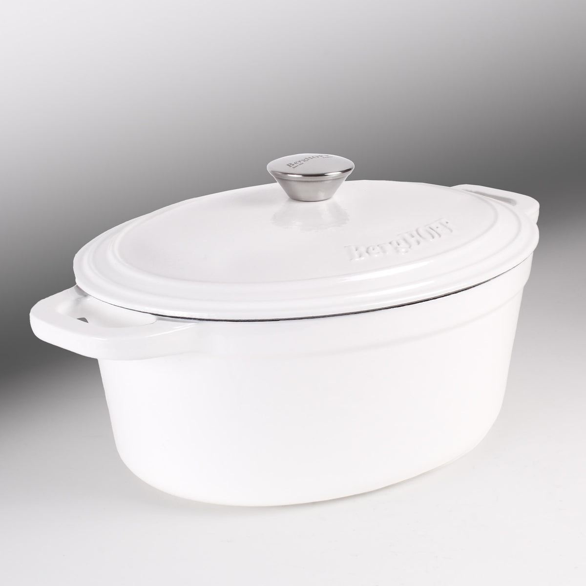 BergHOFF Neo Cast Iron 8qt. Oval Dutch Oven 13" with Lid, White