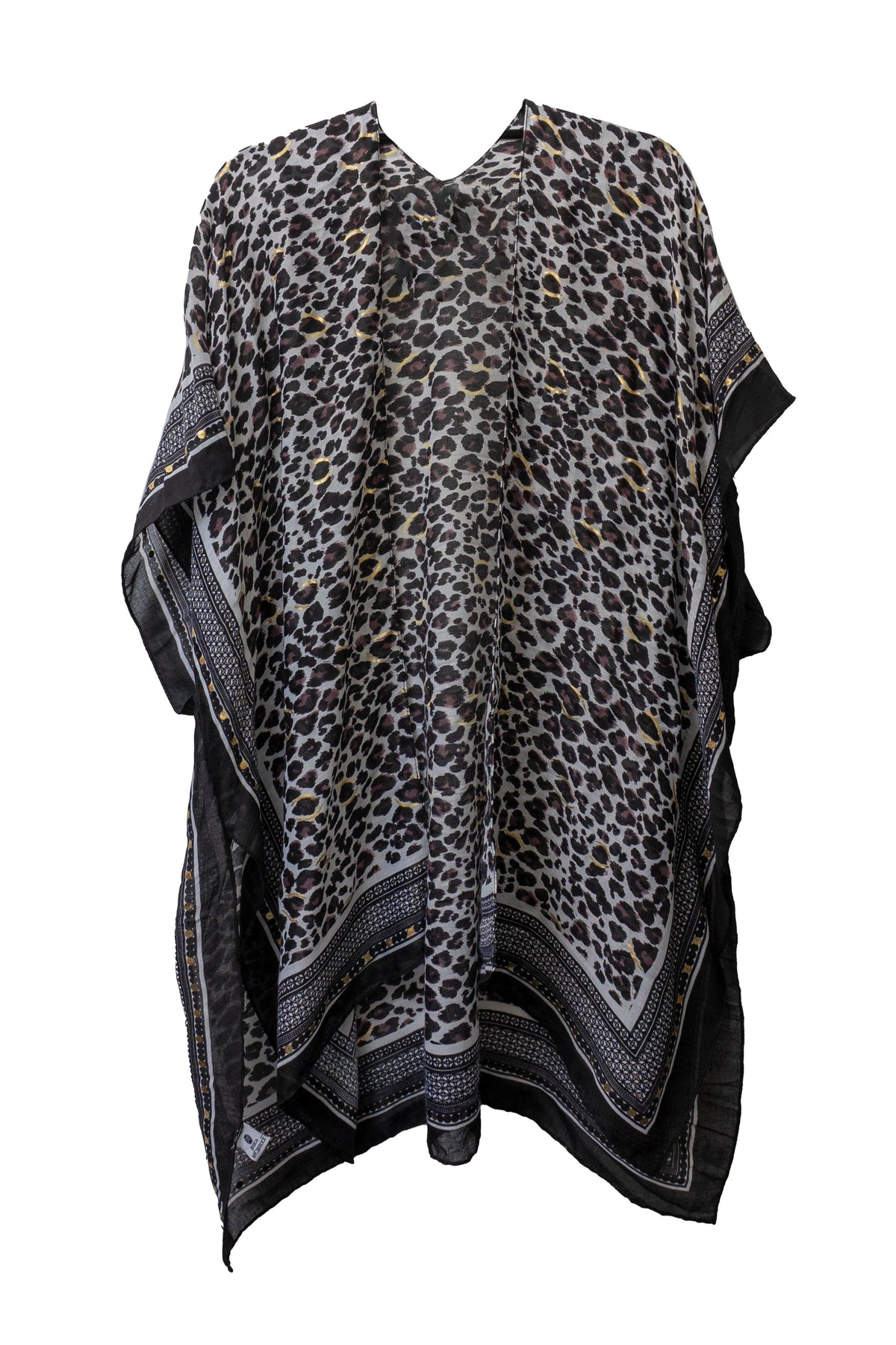 Jessica McClintock Leopard Print Gold Foil Kimono