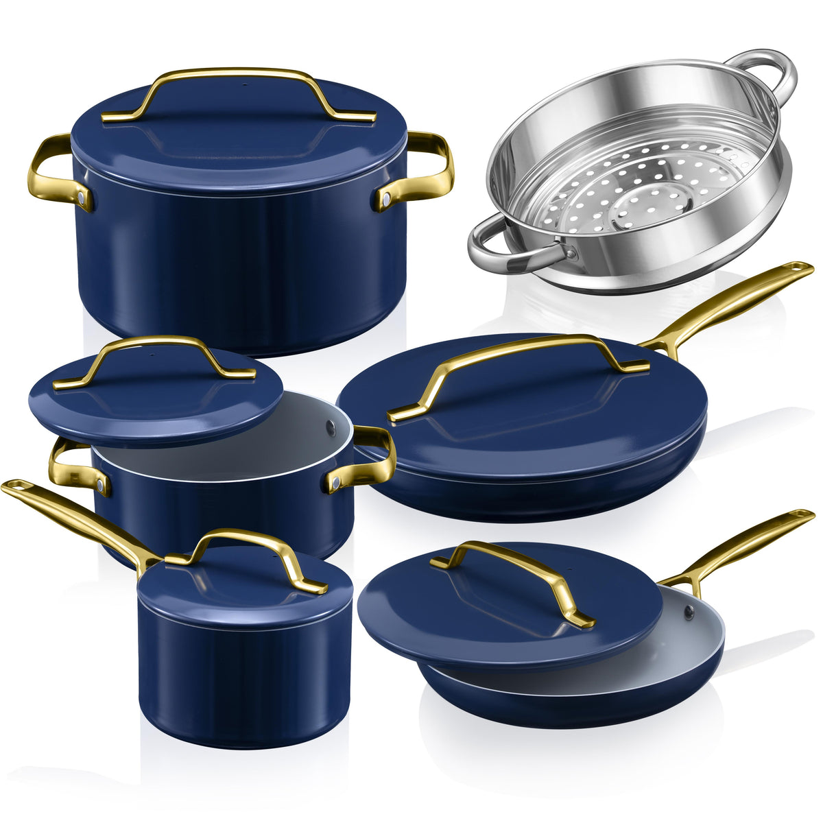 Gotham Steel Cookware Modern Cookware Set Size 11 Pieces