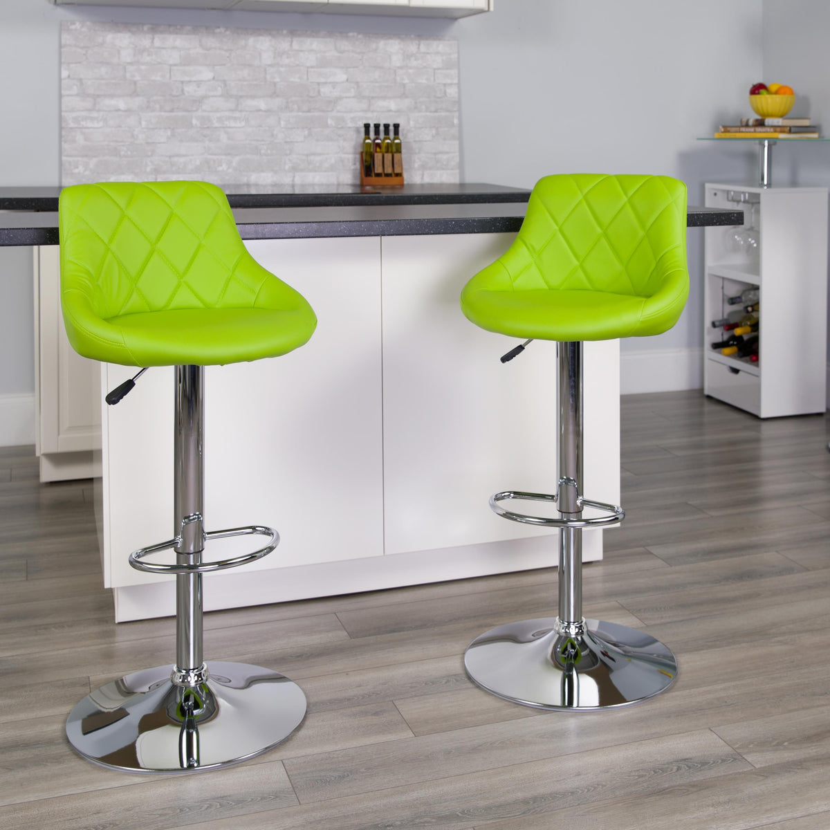 Flash Furniture Brown Vinyl Bucket Seat Adjustable Height Barstool with Diamond Pattern Back