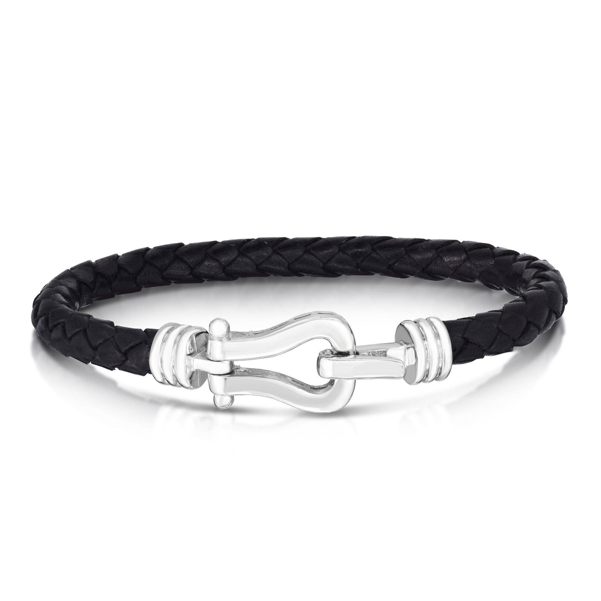Jilco Inc Sterling Silver Black Leather Bracelet