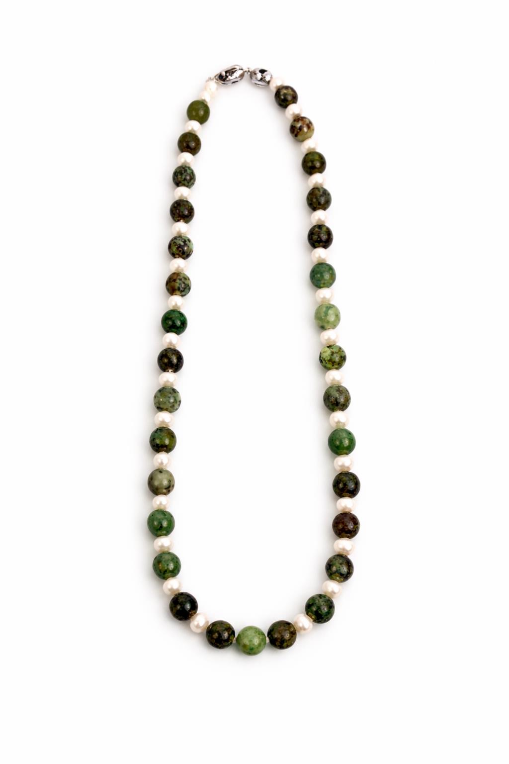 Completely Bella Latonia Cabella created Pearl and African Turquoise Necklace