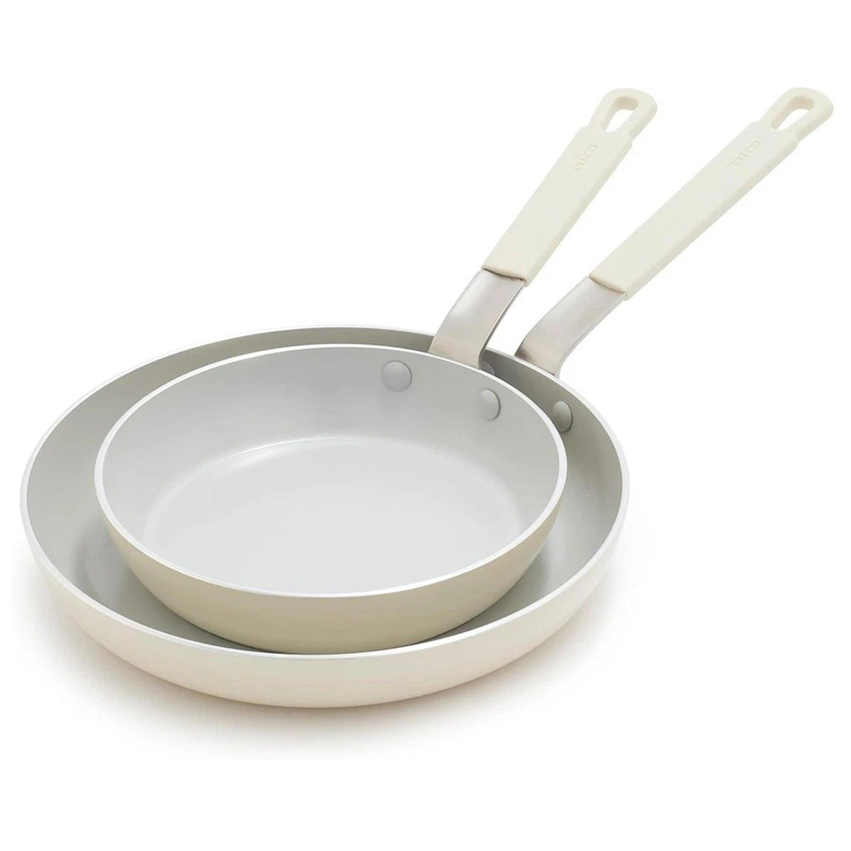 Bobby Flay Professional Ceramic Nonstick Aluminum 2pc Frypan Set Cream