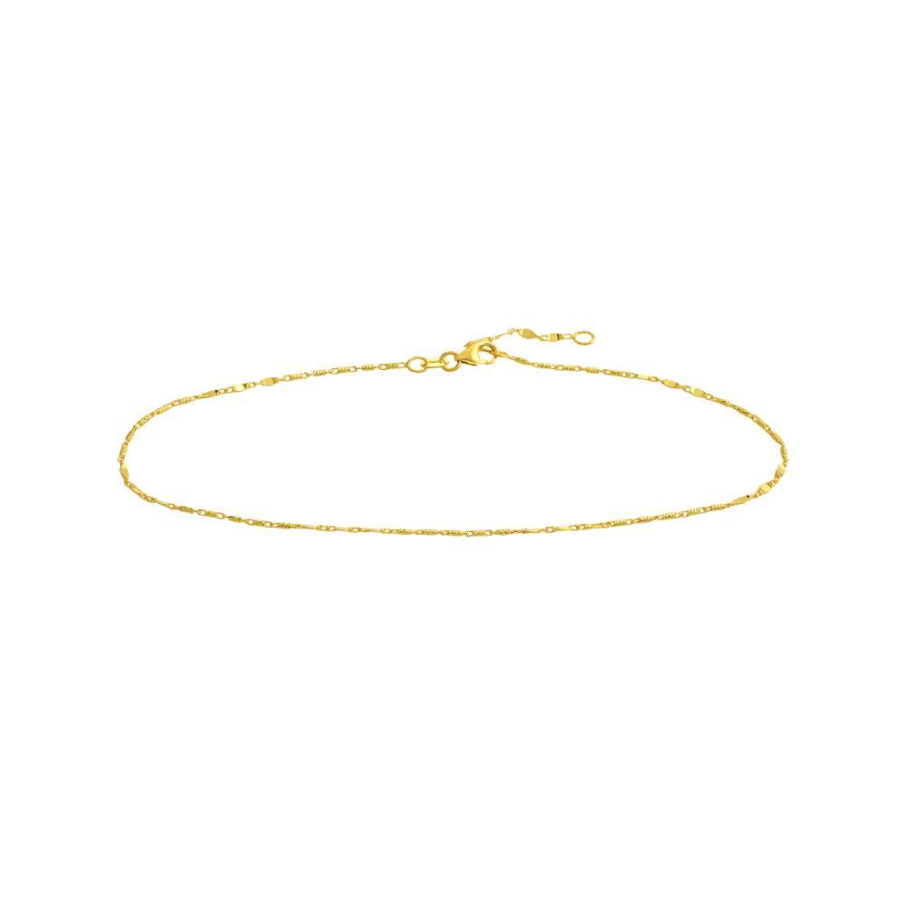 HAWLEY ST Flat Diamond-Cut Stations Adjustable 10" Anklet