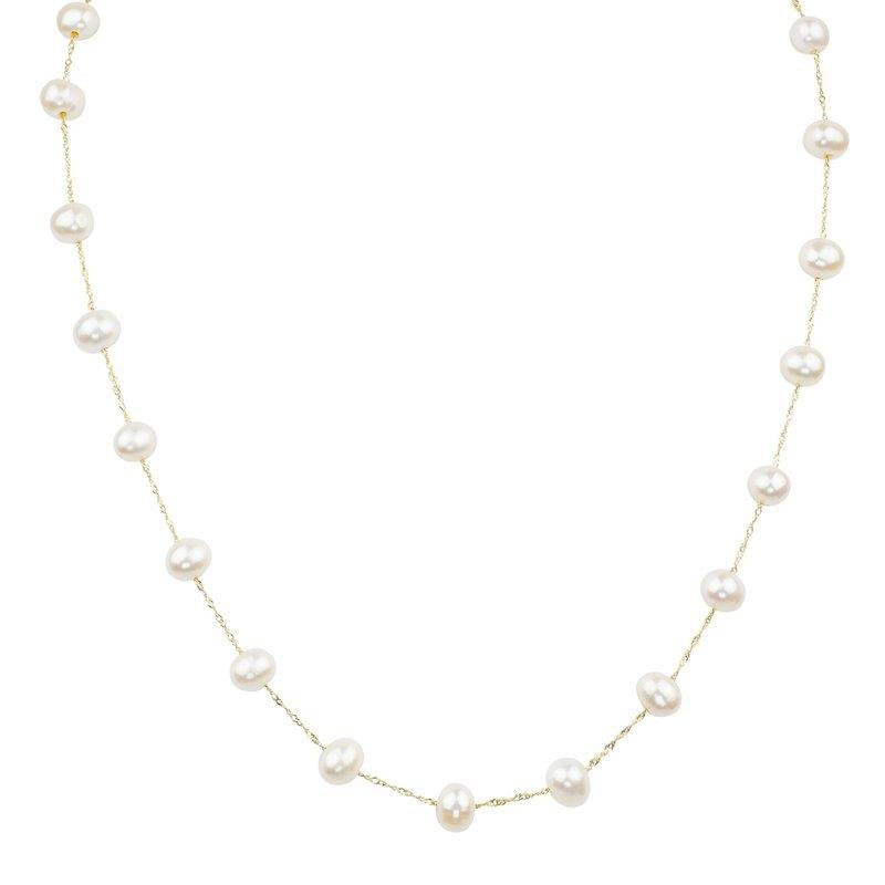 LALI Jewels 14K White Gold White Fresh Water Pearl Necklace
