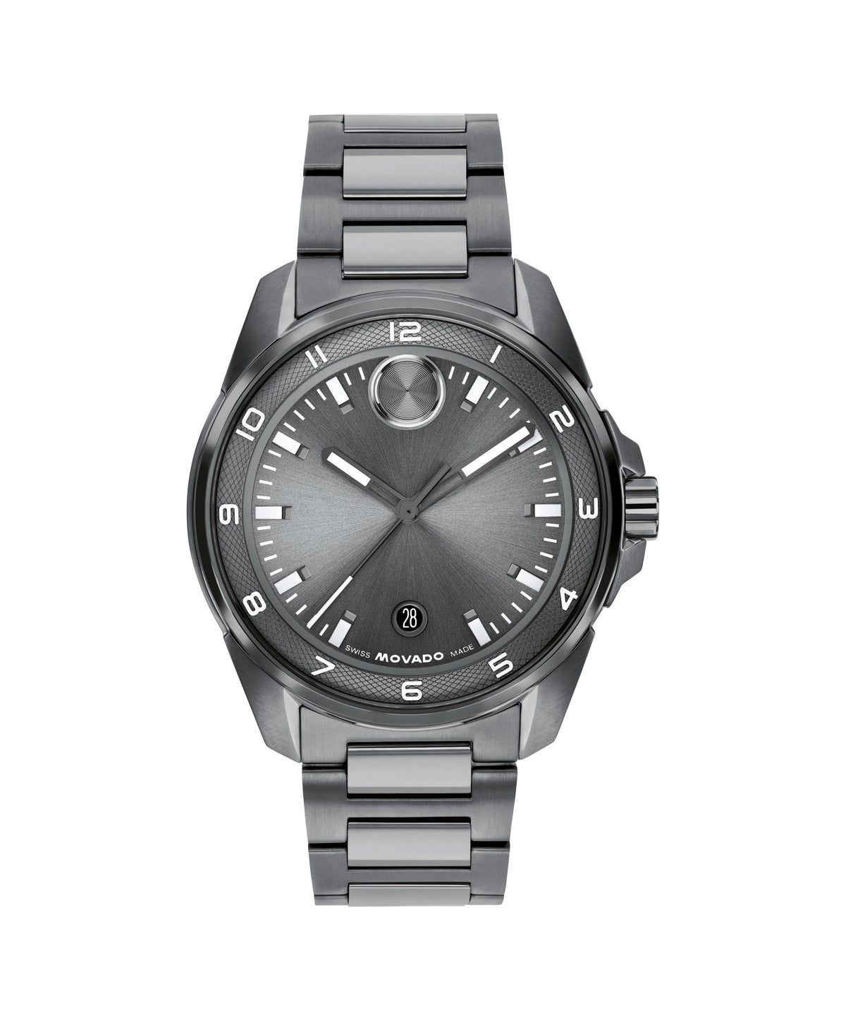 Movado Bold Verso S Gents. Grey IP Case and Bracelet. Military Grey Dial.