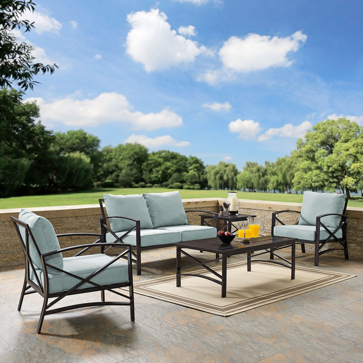 Crosley Outdoor Kaplan 5Pc Outdoor Loveseat Patio Furniture Set