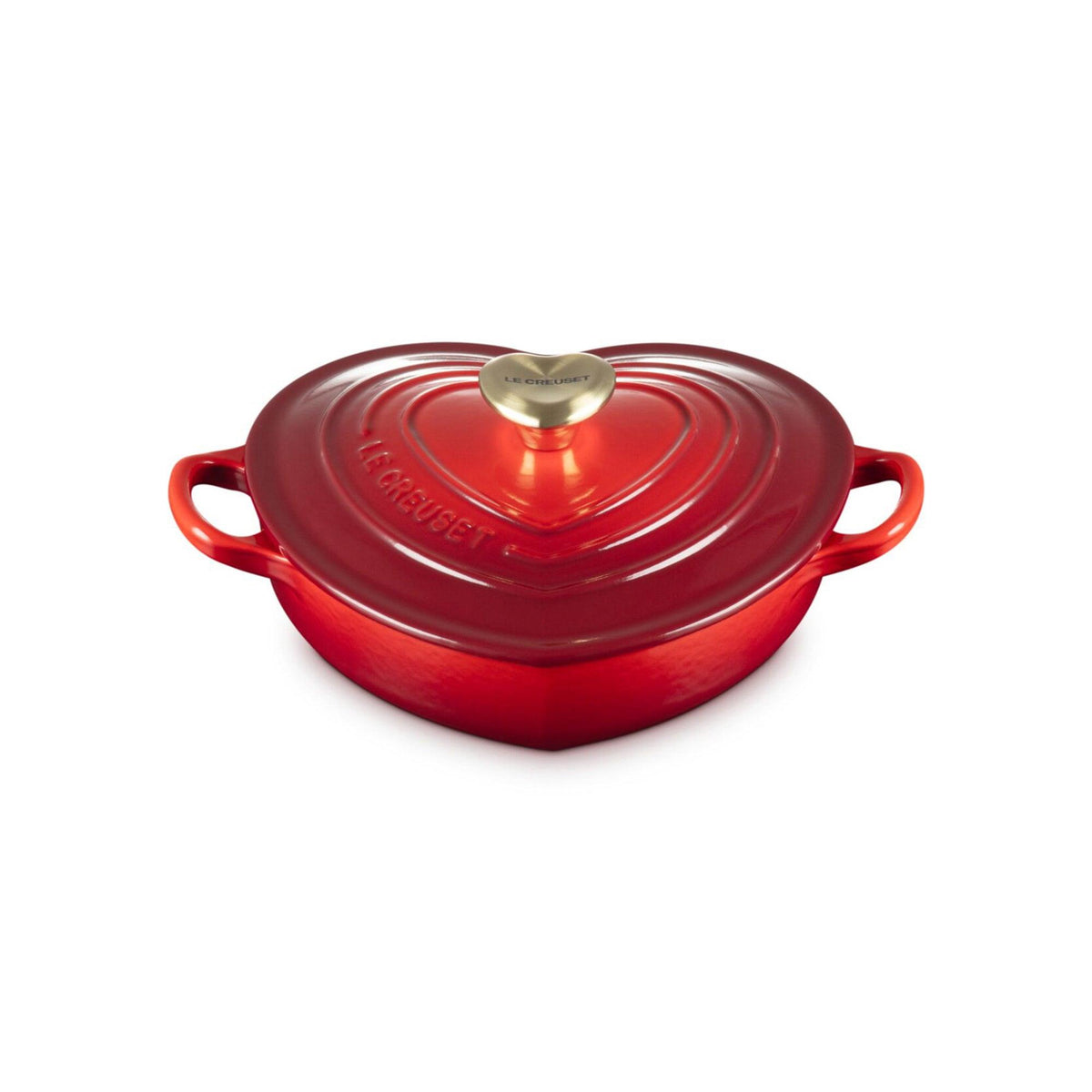Le Creuset Shallow Heart Cast Iron Cocotte w/ Heart Knob Cerise