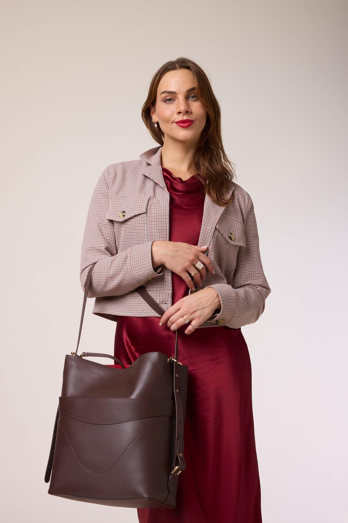 OLEADA Handbags Marina Soft Bucket Leather Chocolate