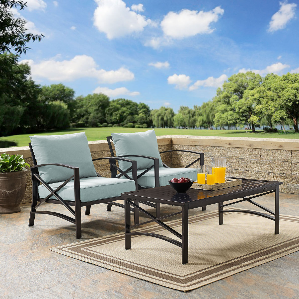Crosley Outdoor Kaplan 3Pc Outdoor Chair Set