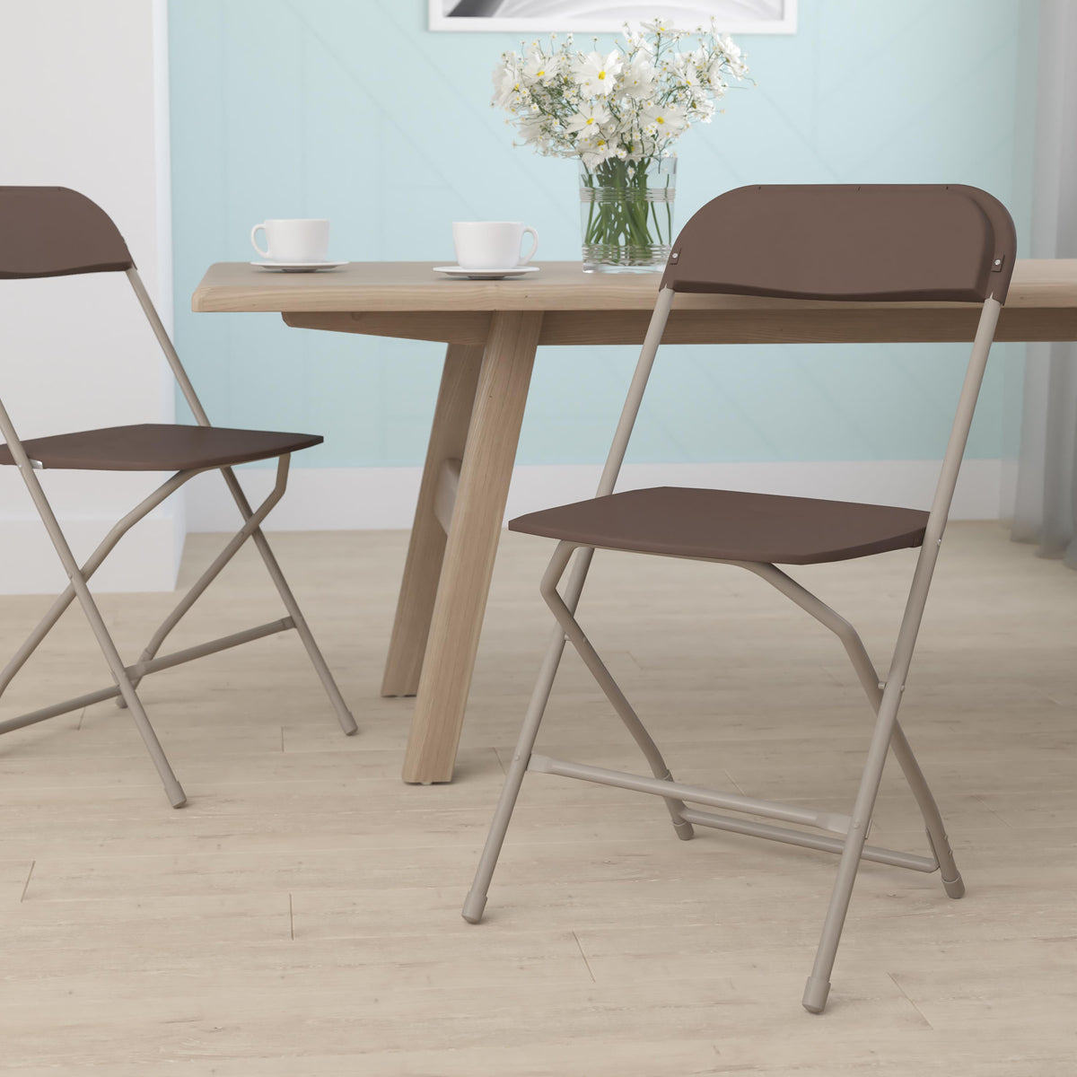 Flash Furniture Folding Chair - Brown Plastic 650LB Weight Capacity - Event Chair