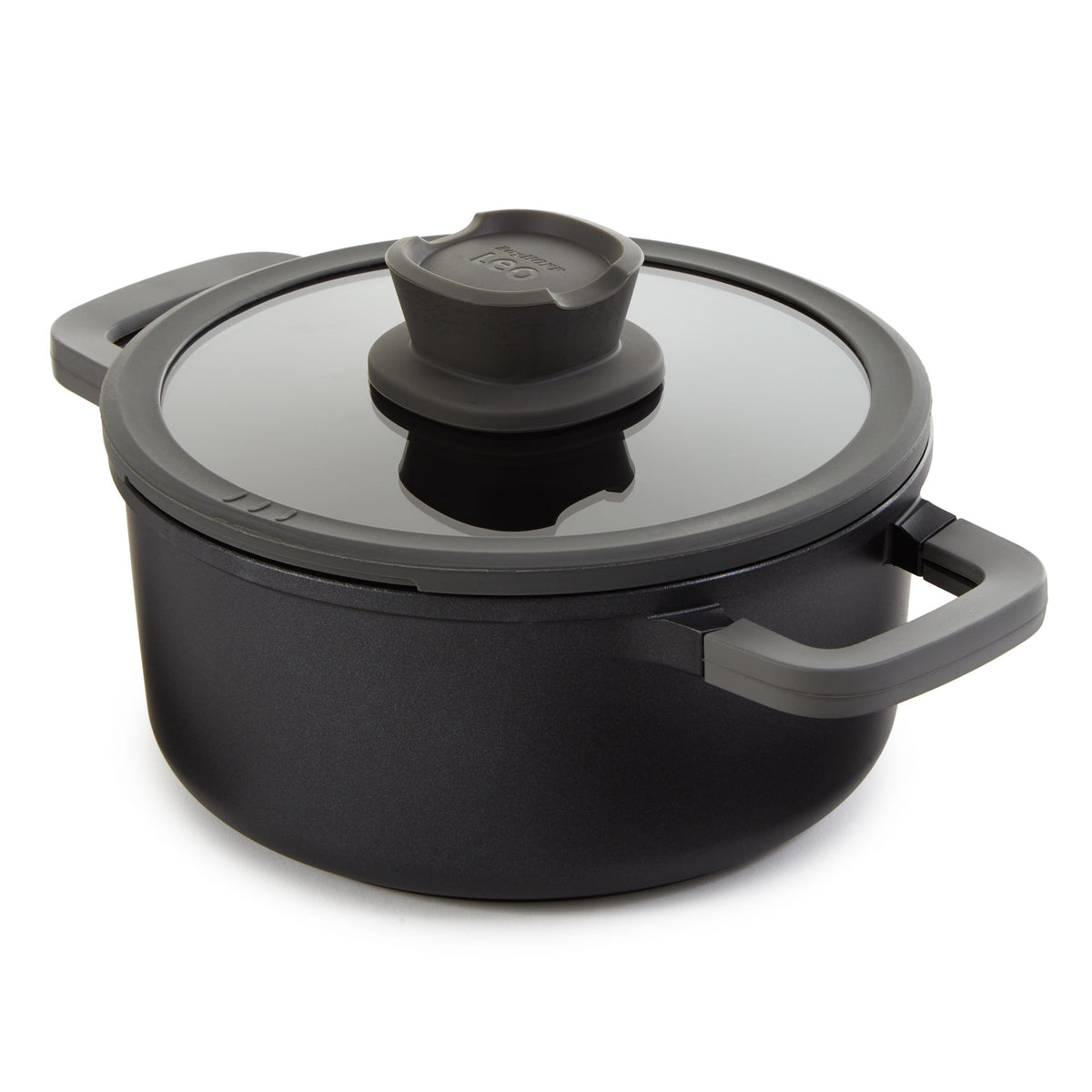 BergHOFF Leo Stone+ Nonstick Ceramic 8" Stock Pot with Lid Recycled, 3qt