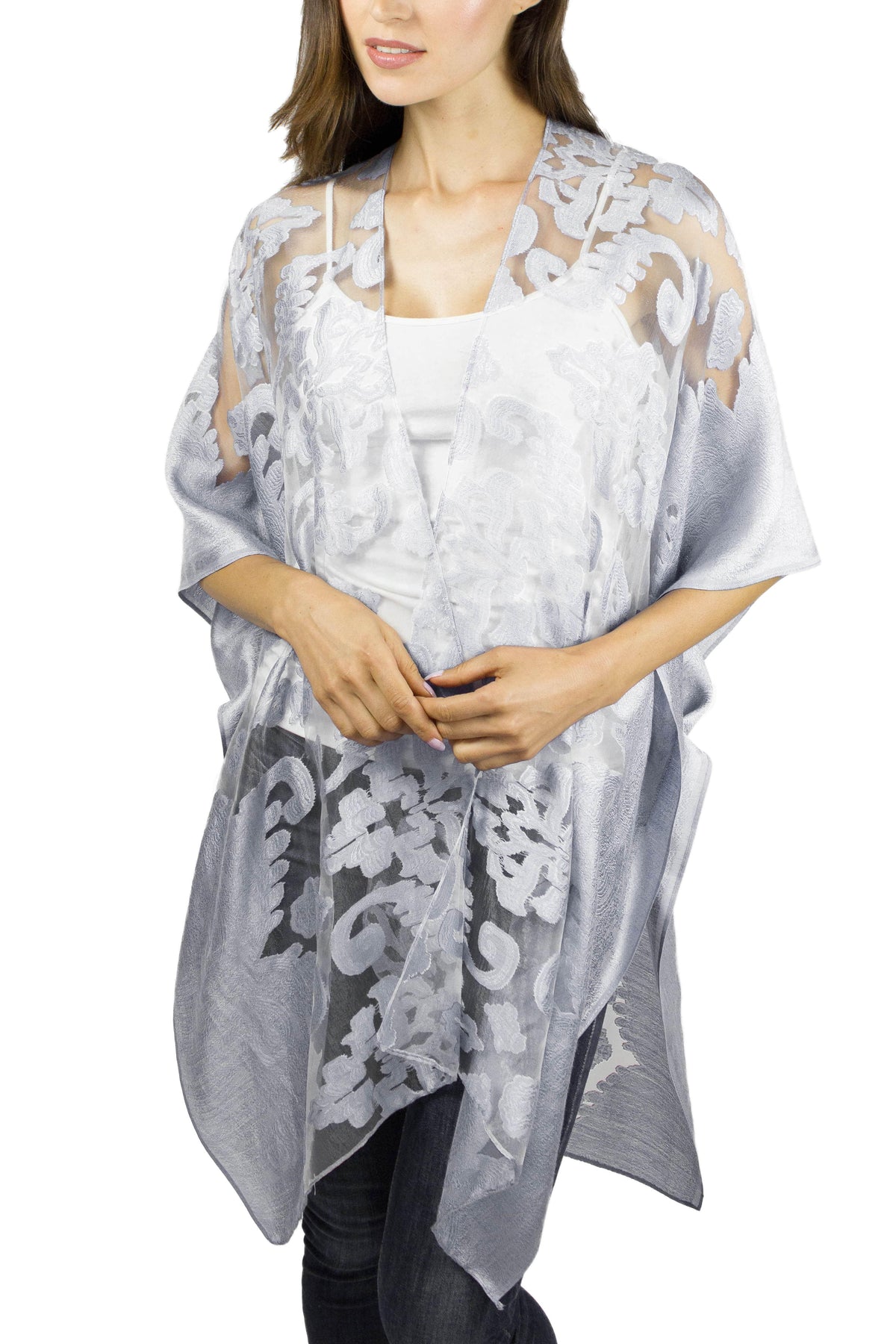 Jessica McClintock Brocade Burnout Kimono