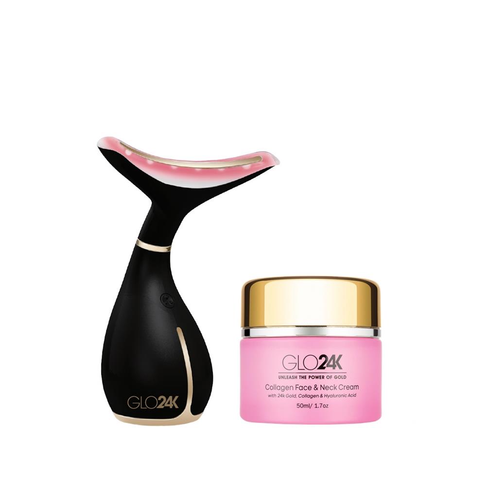 GLO24K LED Skin Massager w/ Collagen Neck Cream