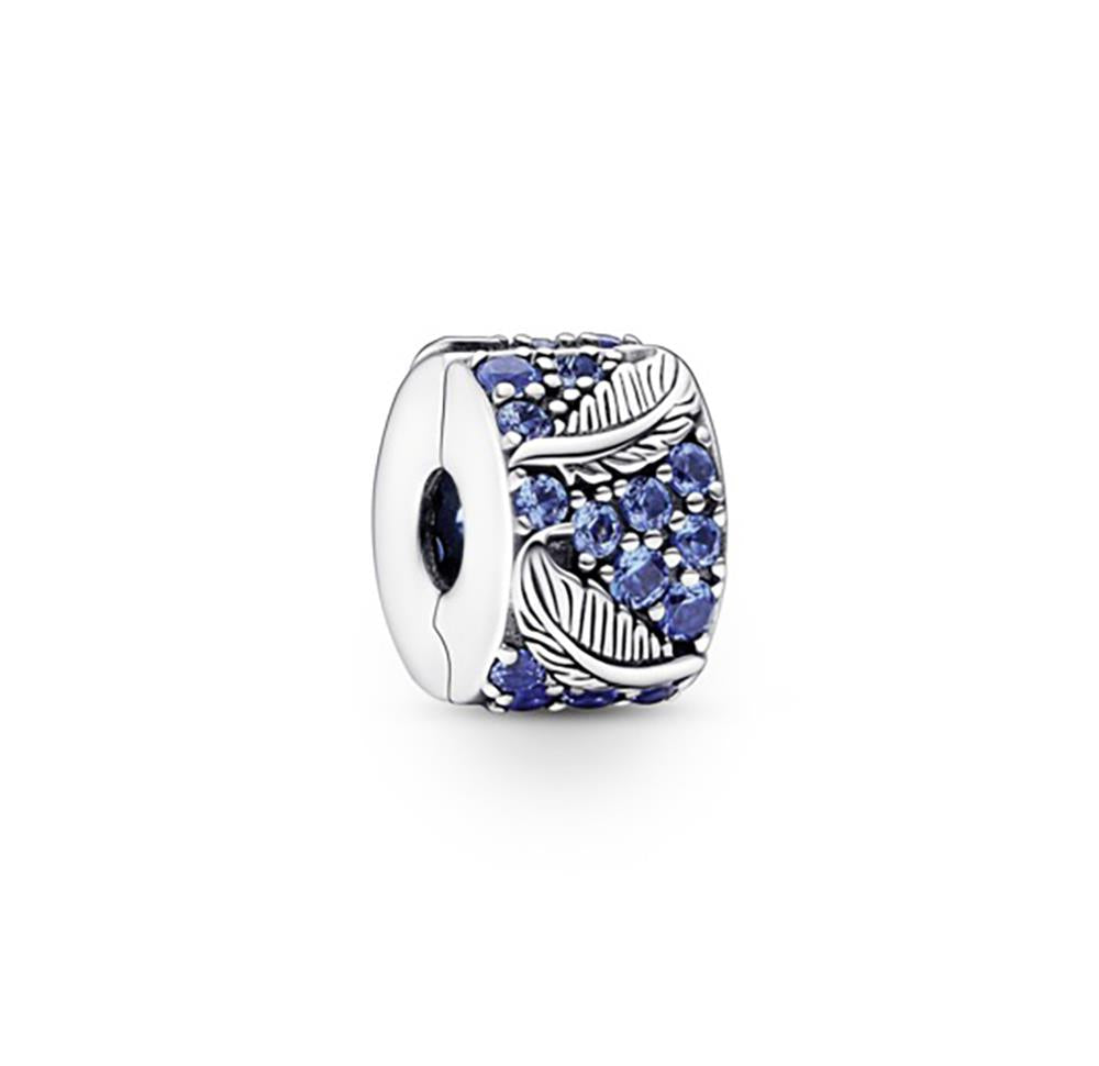 Pandora Curved Feather & Pav Clip Charm