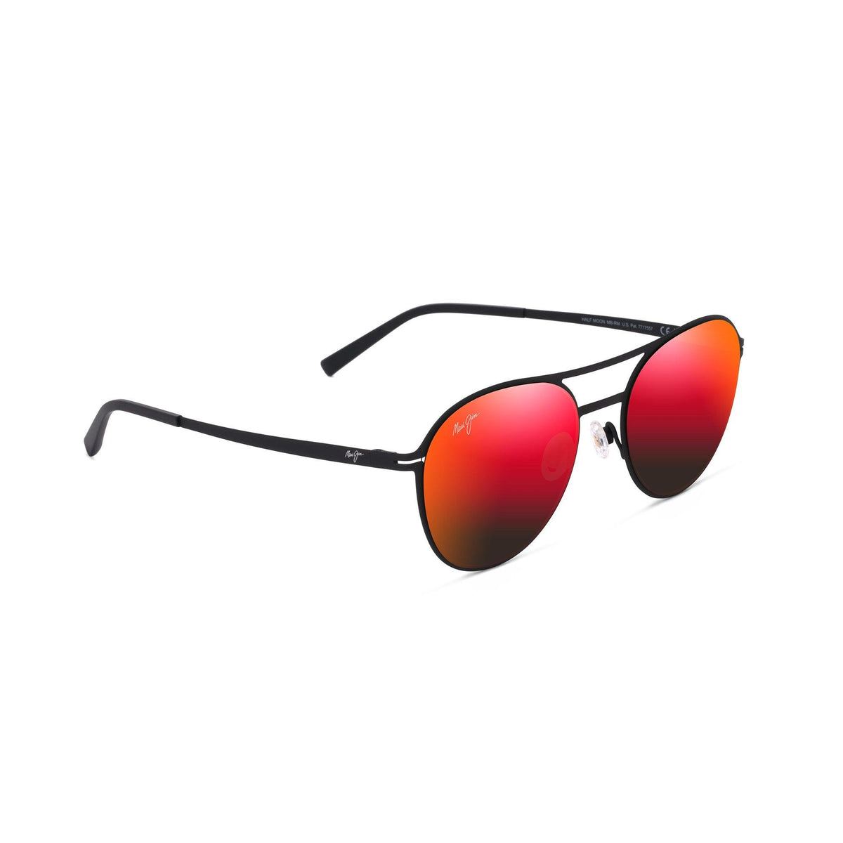 Maui Jim Half Moon Polarized Sunglasses Matte Black Frame Hawaii Lava Lens