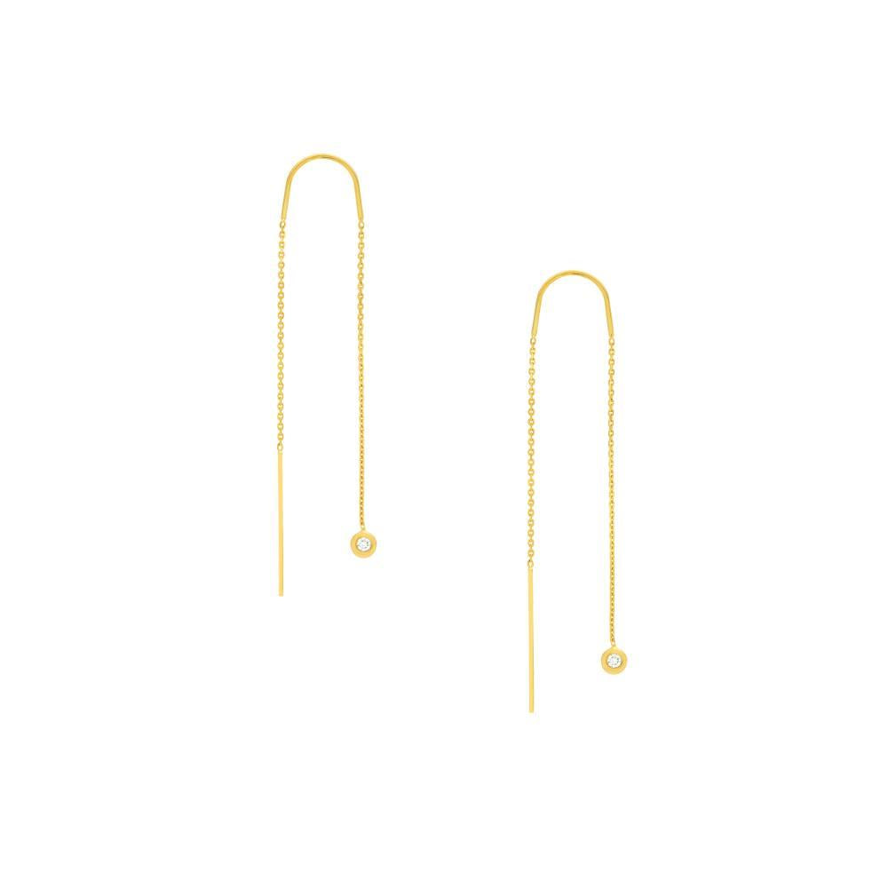 HAWLEY ST 1/20tcw Diamond Bezel Threader Earrings