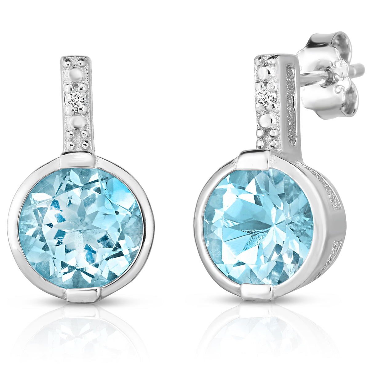 Jilco Inc Diamond & Blue Topaz Earrings