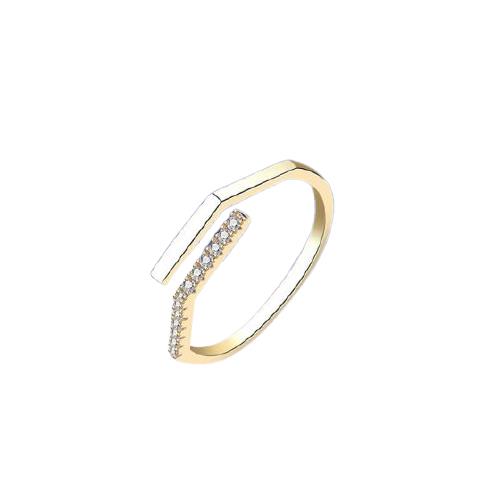 Completely Bella Latonia Cabella created Sterling Silver 18K Gold Vermeil Geometric design with AAA CZ Ring