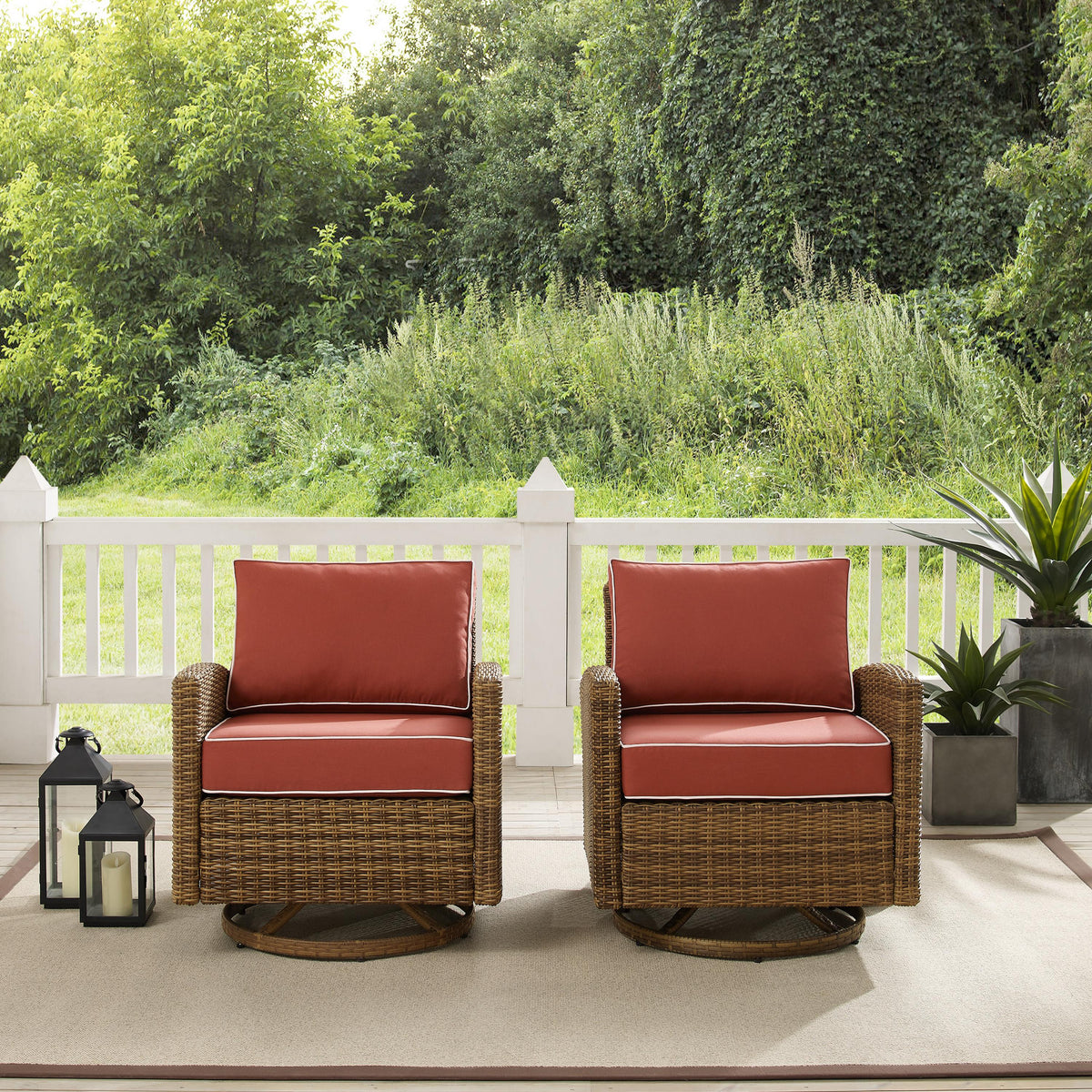 Crosley Outdoor Bradenton 2Pc Wicker Swivel Rocker Outdoor Chair Set