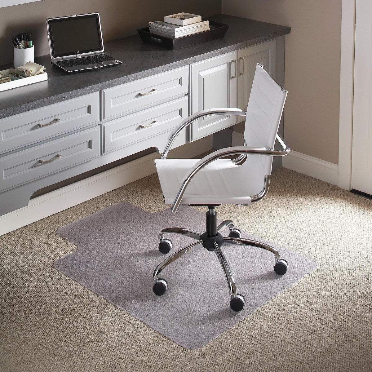 Flash Furniture 45" x 53" Carpet Chair Mat with Lip and Scuff and Slip Resistant Textured Top