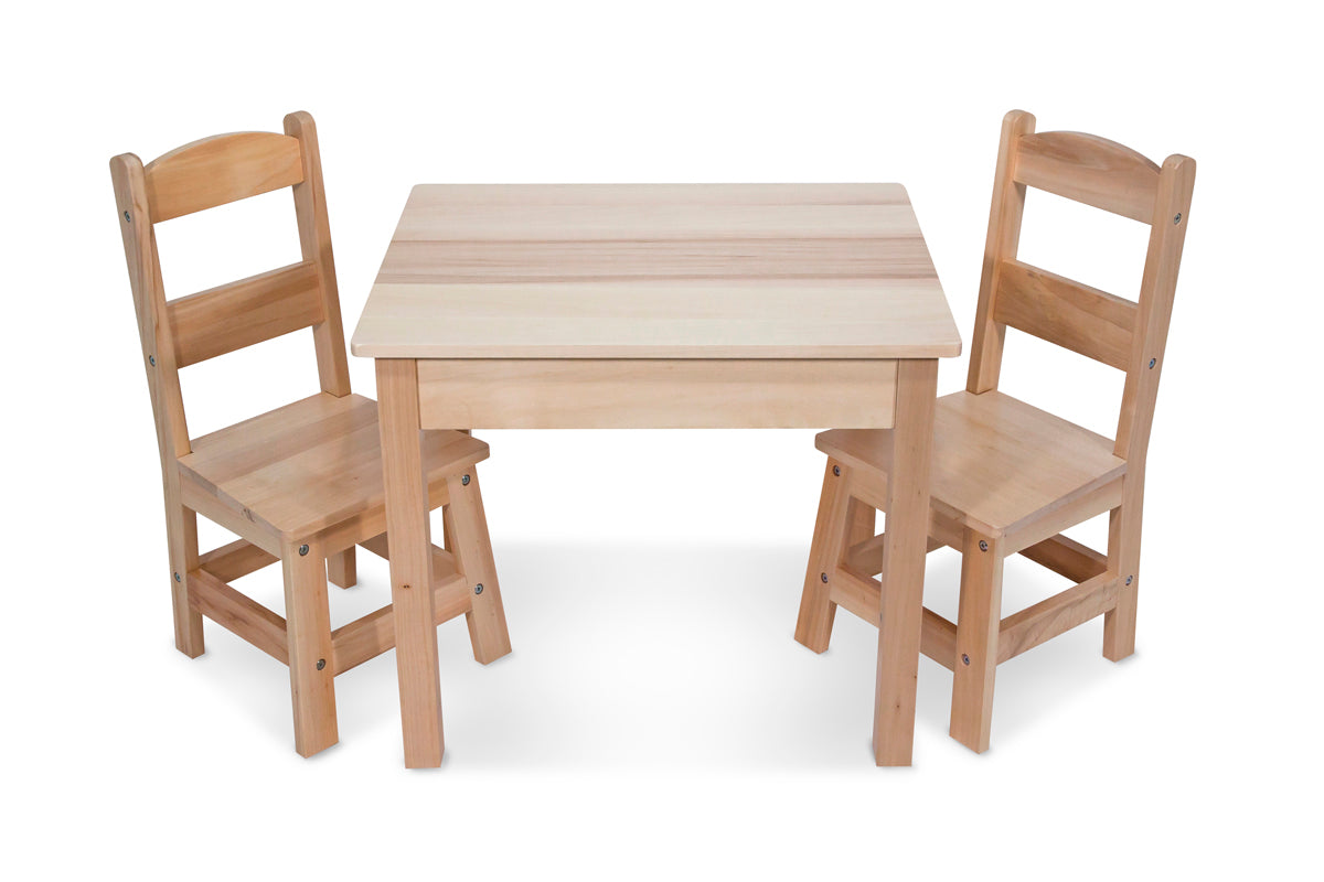 Melissa & Doug 3pc Wooden Table & Chairs Set Ages 3-6 Years