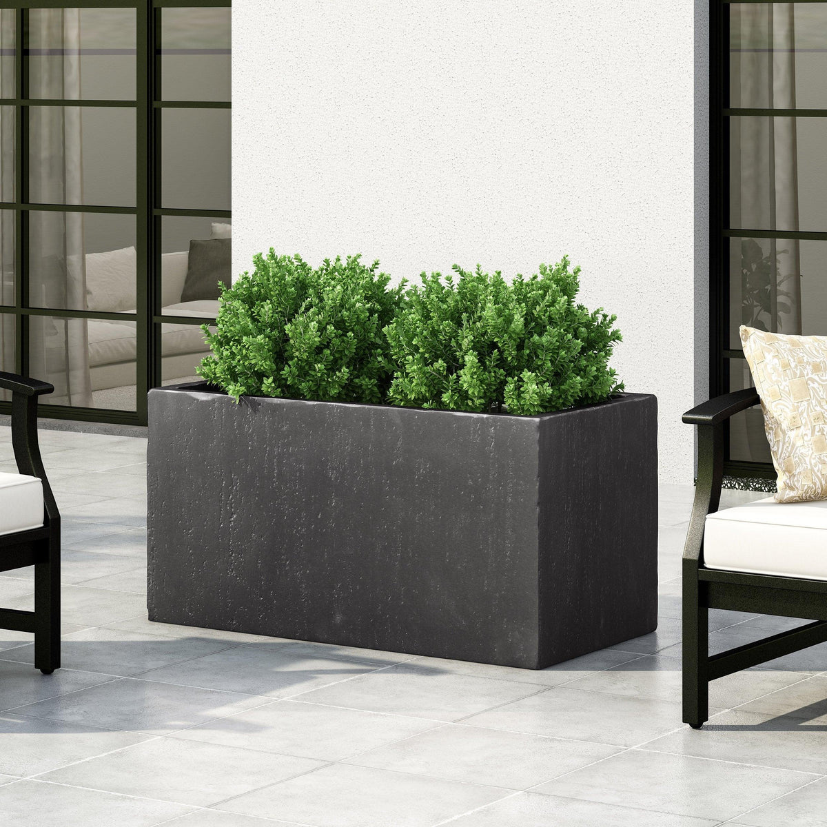 Stark Home Outdoor Modern Cast St1 Rectangular Planter