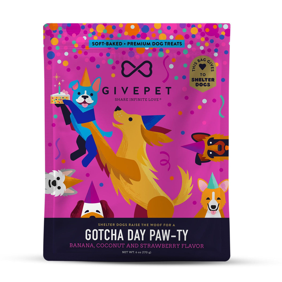 GivePet Gotcha Day Paw-ty Soft-Baked Dog Treats - 6oz Bag
