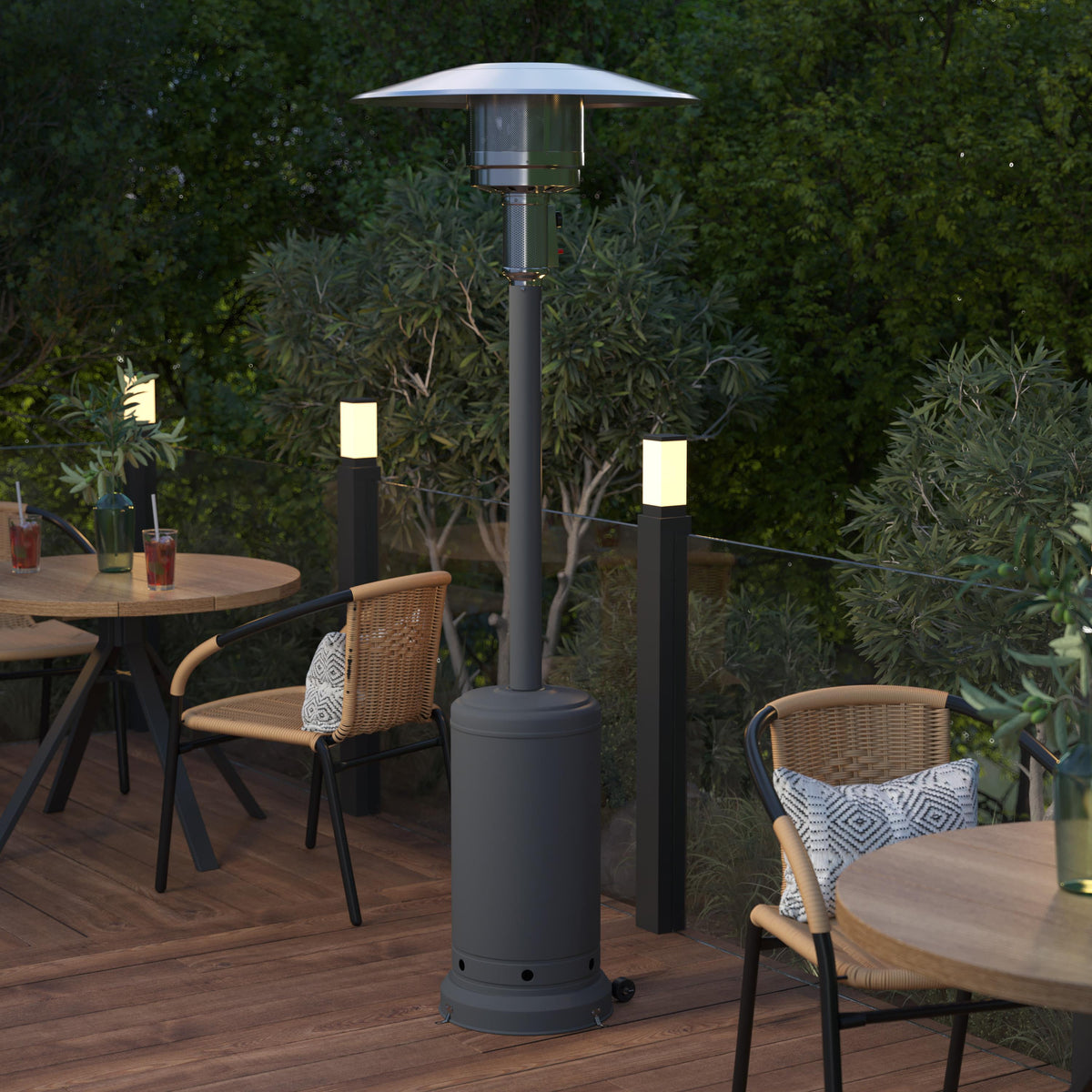 Flash Furniture Outdoor Patio Heater -SLT Gray- 7.5 Feet Round Steel Patio Heater - 40,000 BTU's