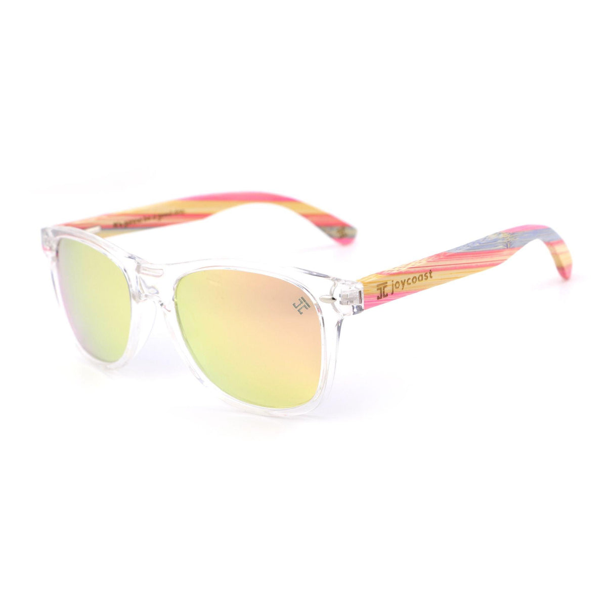 Joycoast FruitLoops - Bamboo Wooden Sunglasses Clear Frame, Blue Lenses