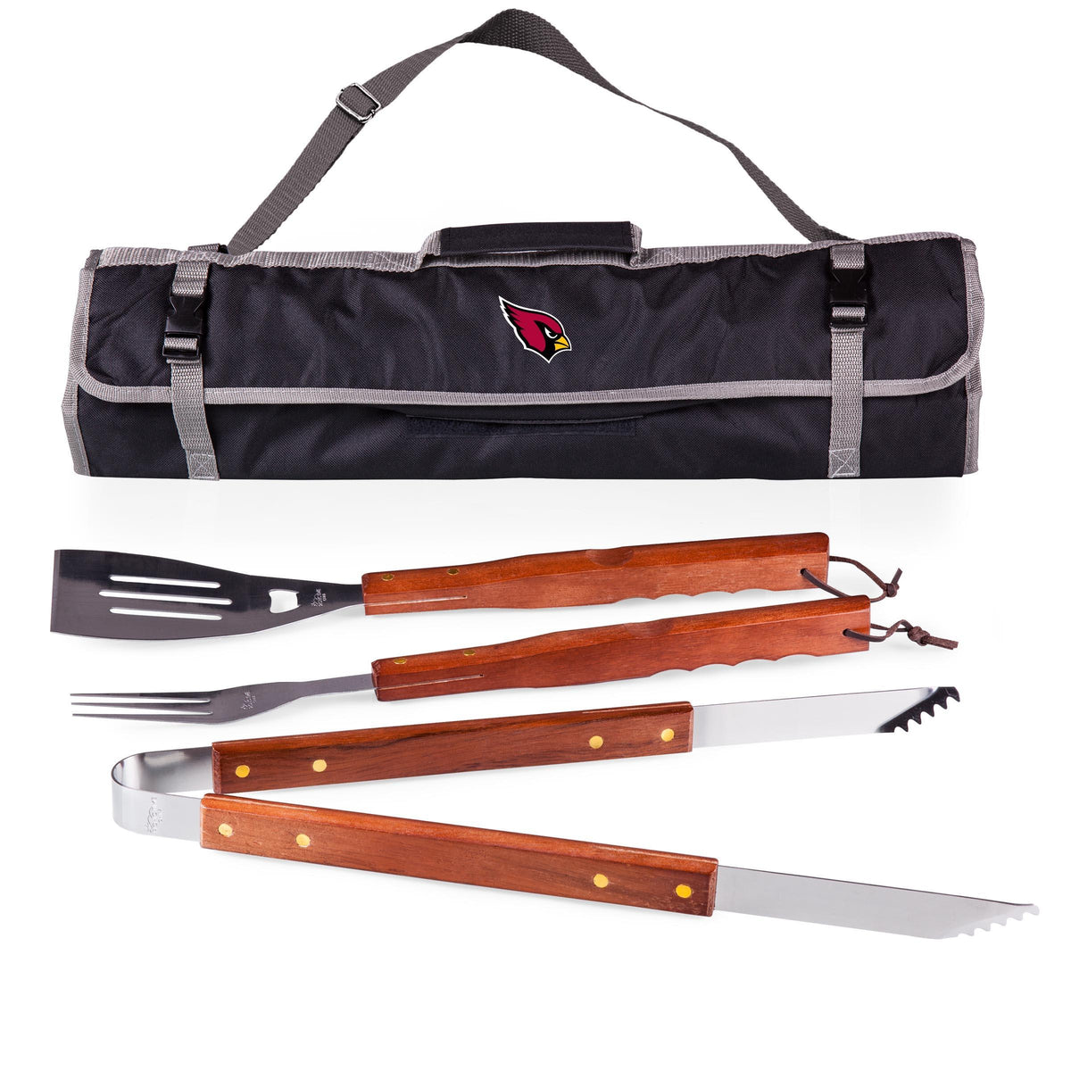Picnic Time Arizona Cardinals - 3-Piece BBQ Tote & Grill Set, (Black with Gray Accents)
