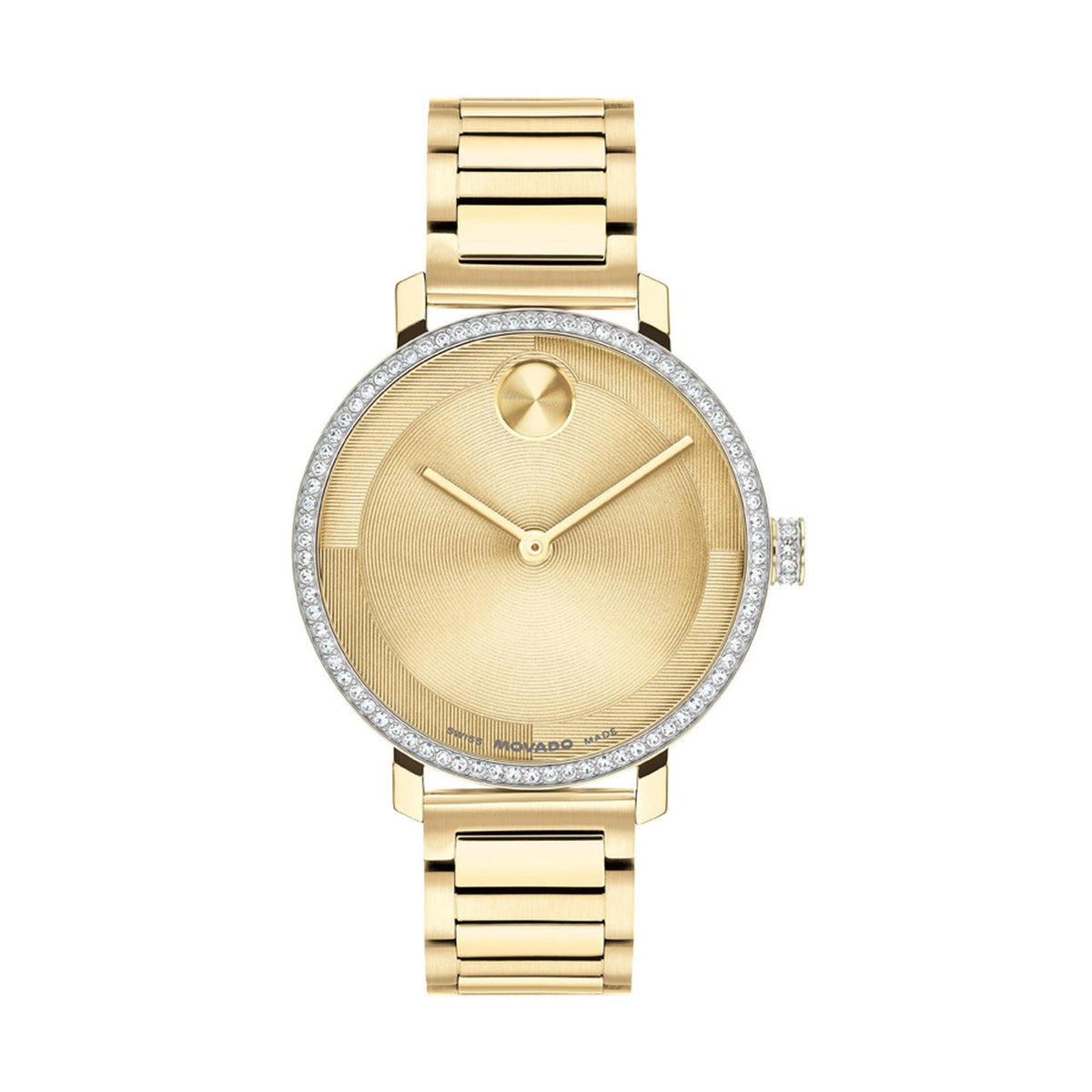 Movado Ladies Bold Evolution 2.0 Gold-Tone Stainless Steel Crystal Watch Gold Dial