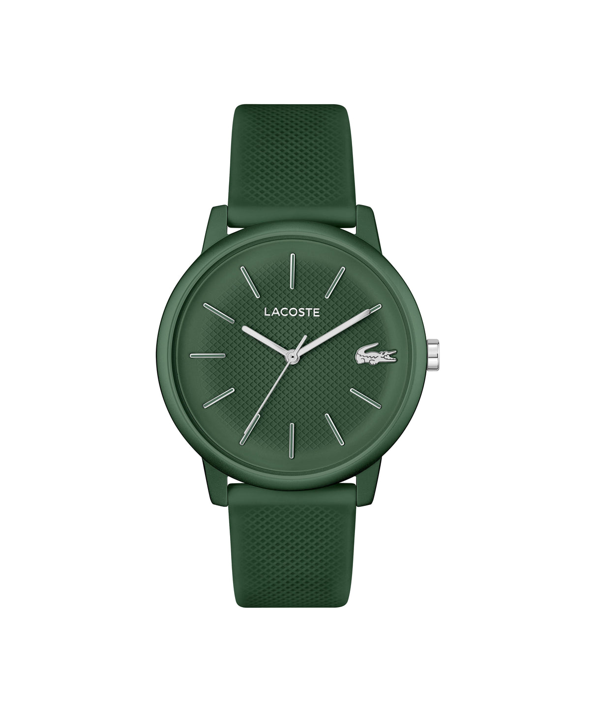 Lacoste L.12.12 Move Gents. Aluminum Green Case. Green Silicone Strap. Green Dial.