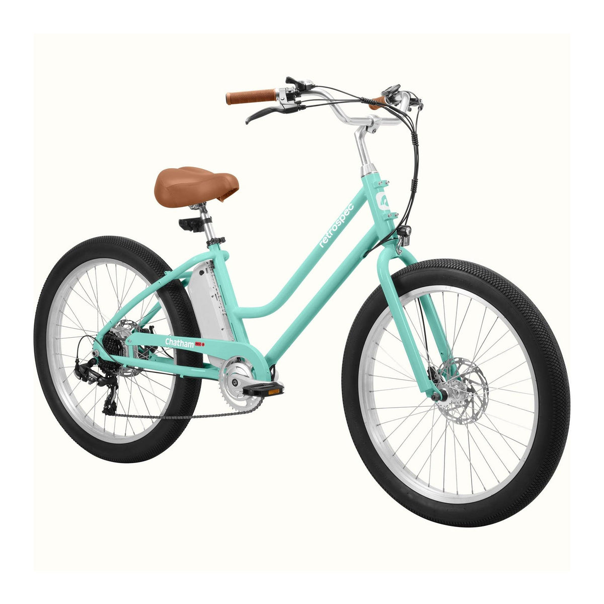 Retrospec Chatham Rev 3 Beach Cruiser Electric Bike - 16" Frame Seafoam