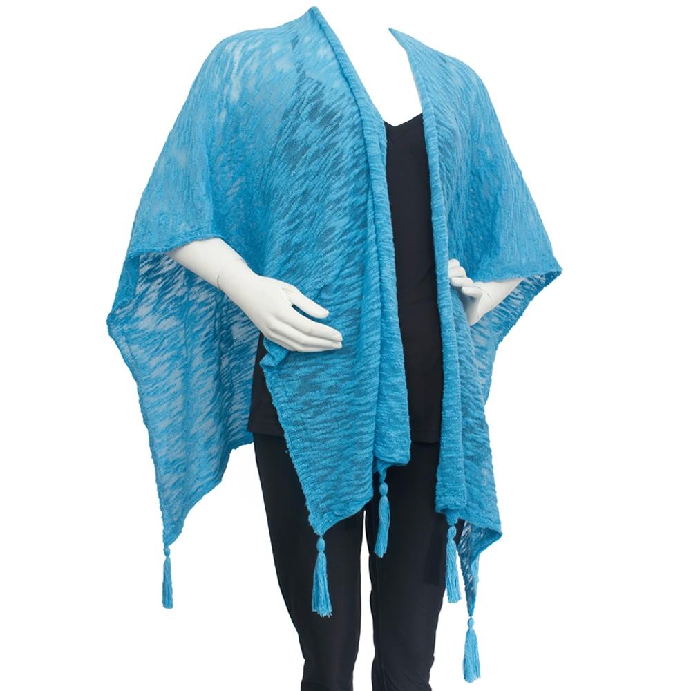 Just Jamie Knit Slub Ruana with Tassels