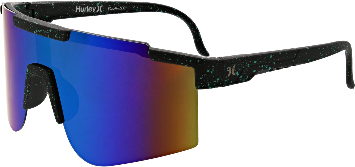 Hurley Men's Polarized Domes Shield Sunglasses- Blue/Black