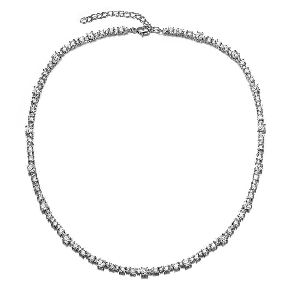 GENEVIVE CZ Rhodium Modern Tennis Necklace Size 18"