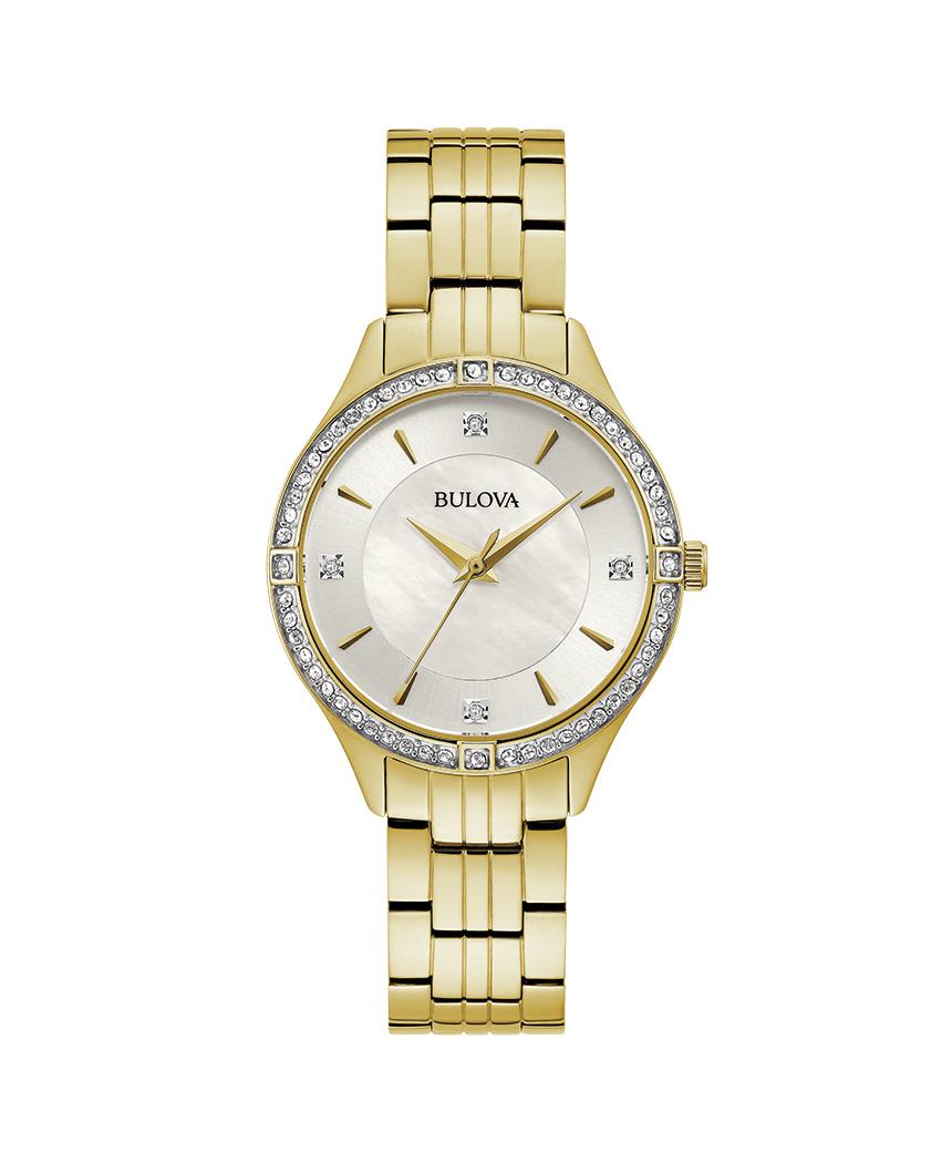 Bulova Ladies' Dress/Classic Stainless Steel Bracelet watch, White MOP dial
