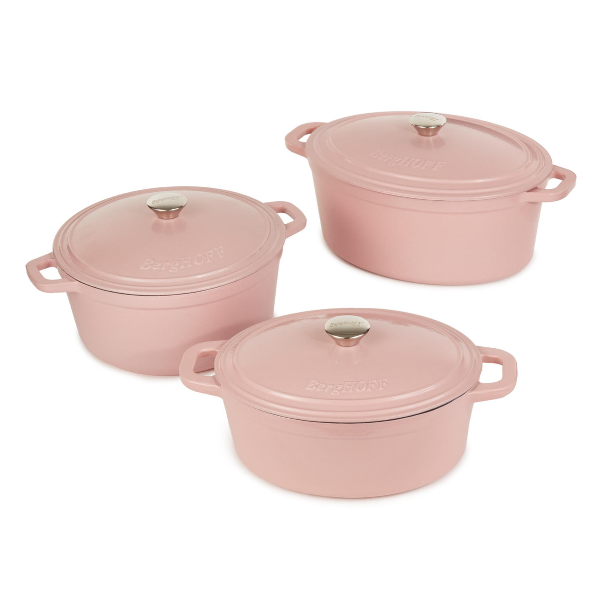 BergHOFF Neo 6pc Cast Iron Dutch Oven Cookware Set with Lids, Pink