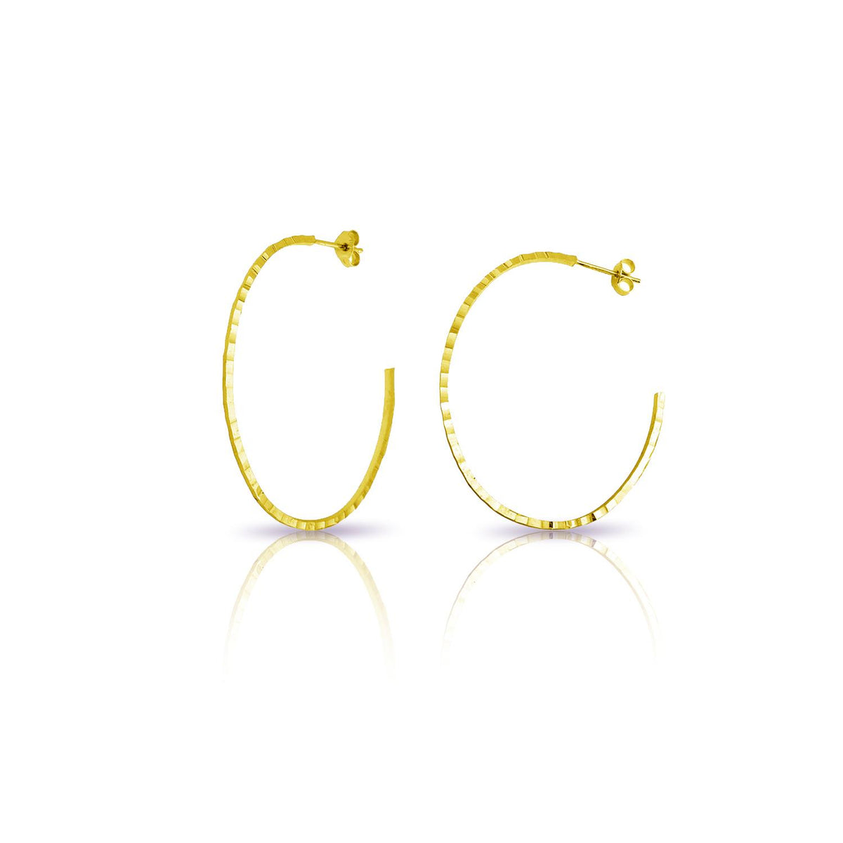 PARIKHS Gold Plated Diamond Cut Semi Hoop Earrings in 925 Sterling Silver-50mm