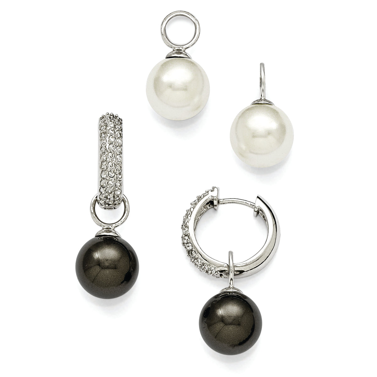 Distinctive Sterling Silver Majestik with CZ Interchangeable Hoop Earrings