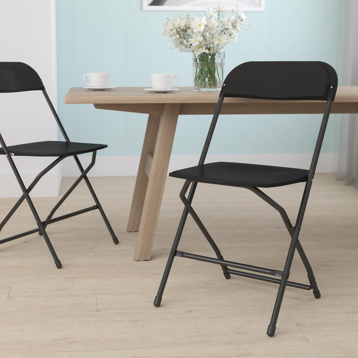 Flash Furniture Folding Chair - Black Plastic 650LB Weight Capacity - Event Chair