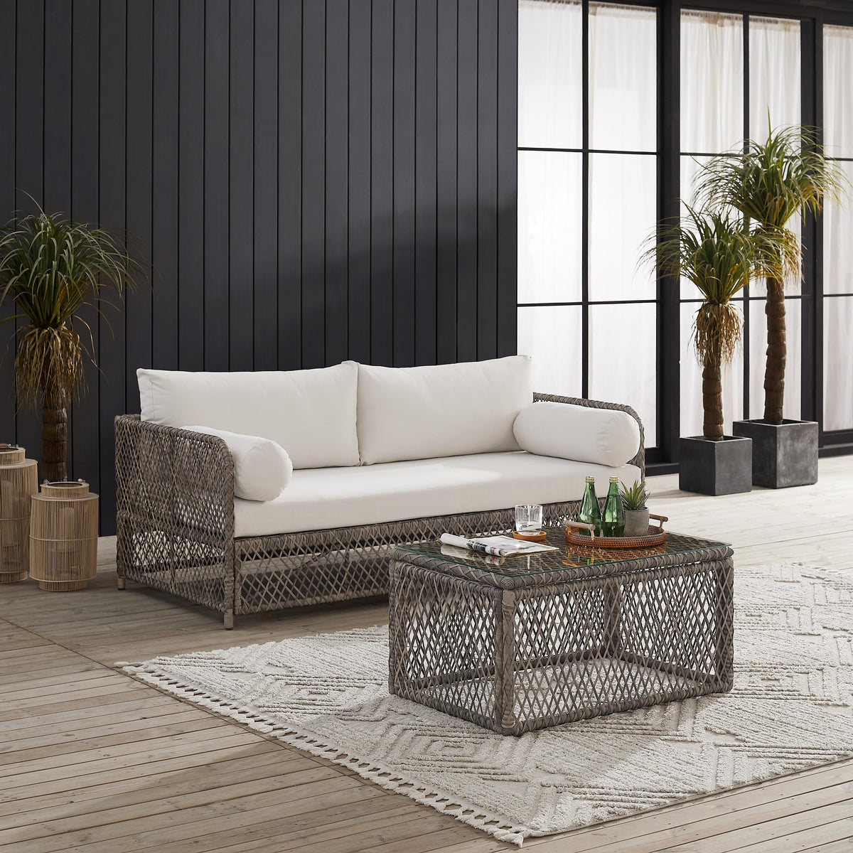 Crosley Outdoor Granite Bay 2Pc Wicker Outdoor Sofa Patio Furniture Set