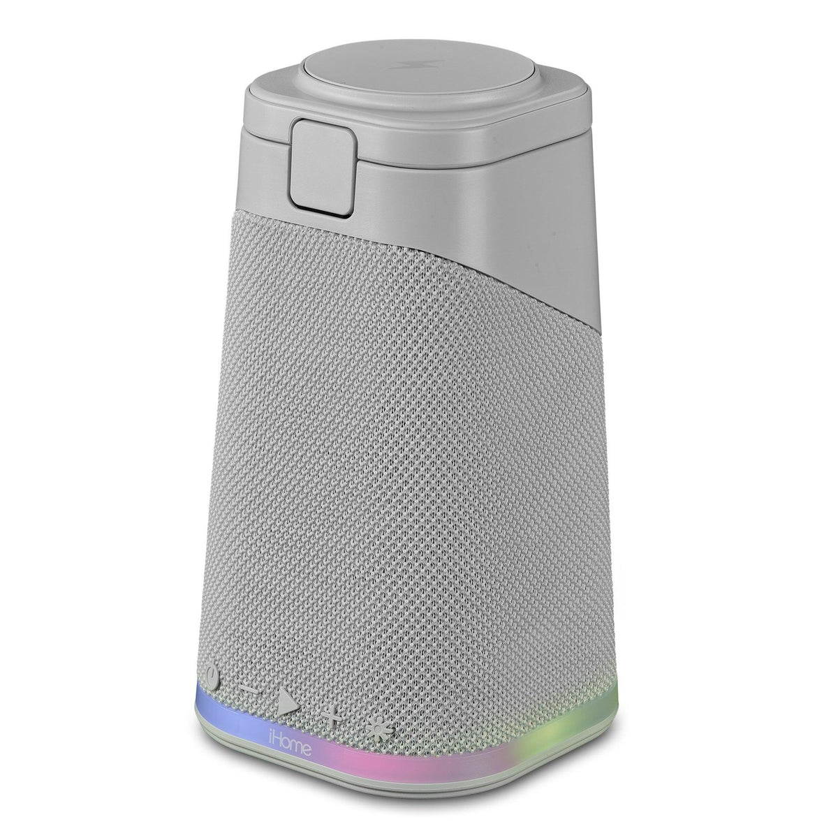 iHome Power Tower Triple Wireless Charging Stand w/ Bluetooth Speaker Light Gray