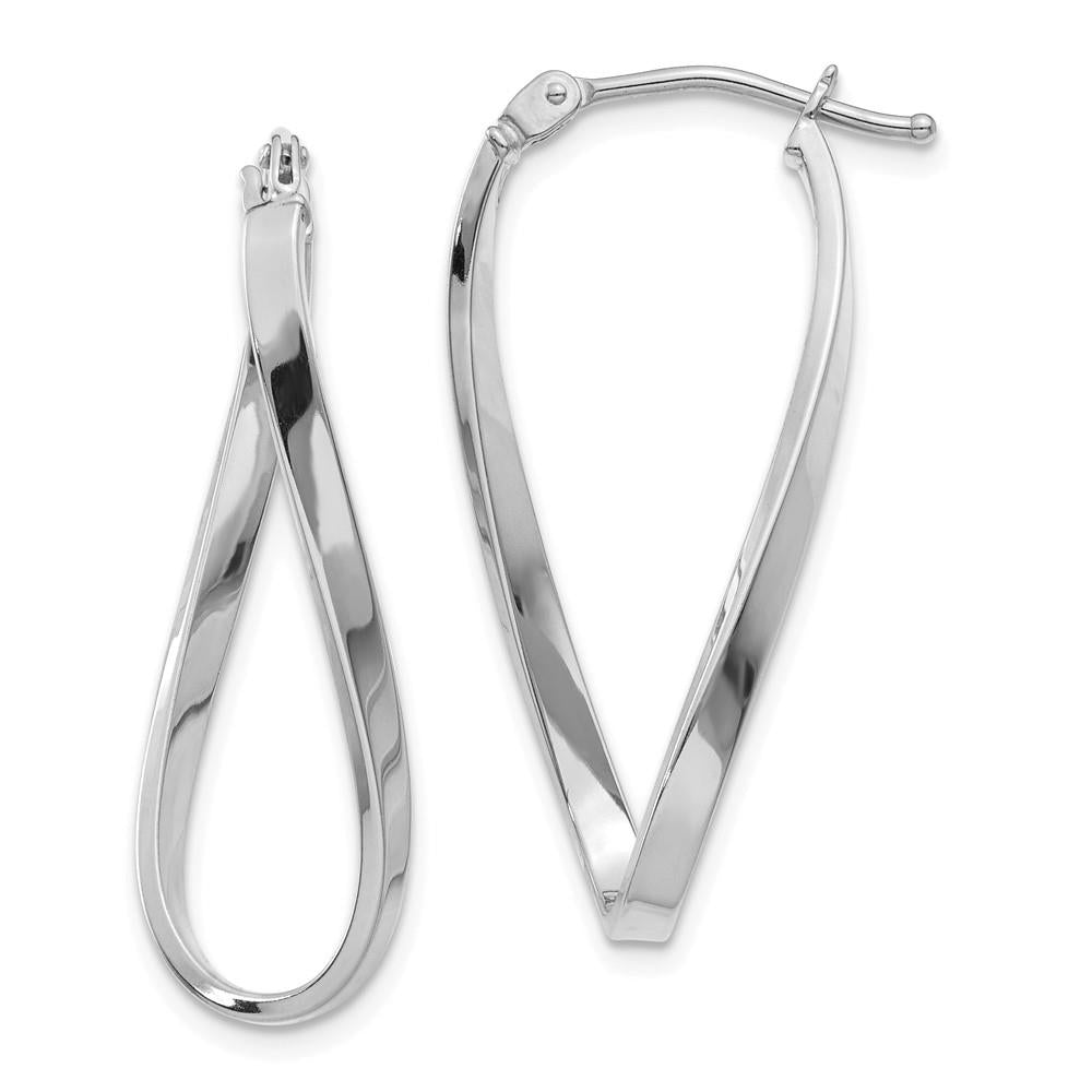 Distinctive 14k White Gold Small Twisted Earrings