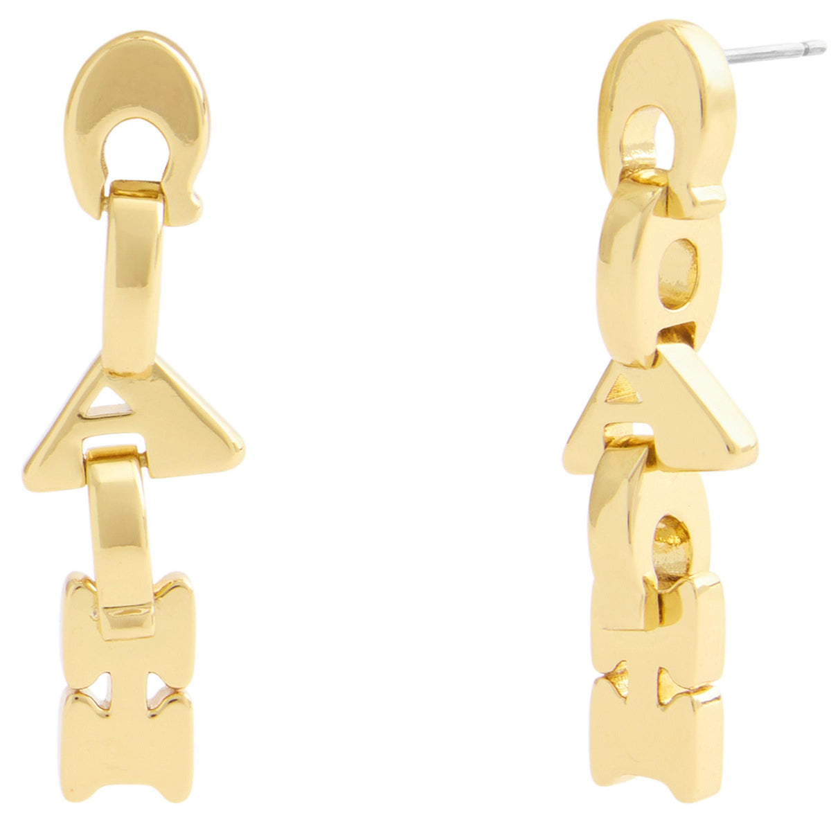 COACH Jumbled Link Logo Linear Earrings - Gold