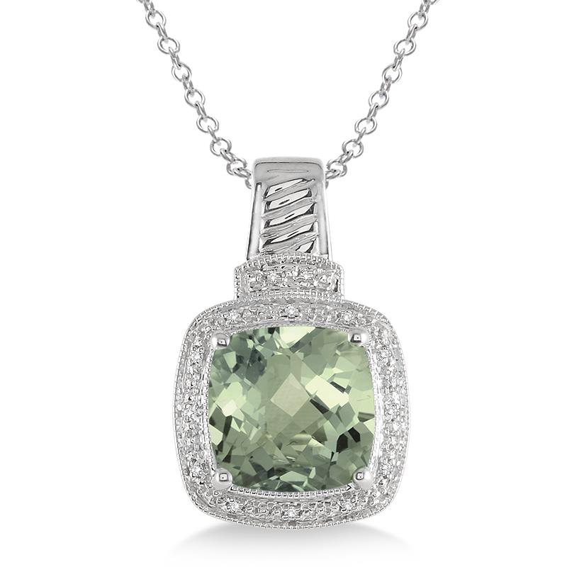 Jilco Inc Green Amethyst & Diamond Necklace